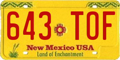 NM license plate 643TOF