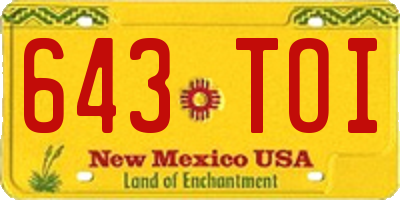 NM license plate 643TOI