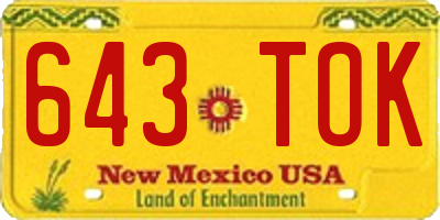 NM license plate 643TOK