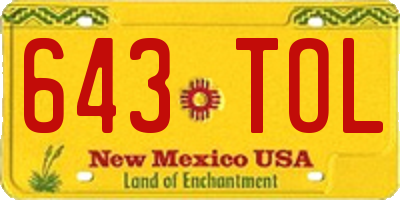 NM license plate 643TOL