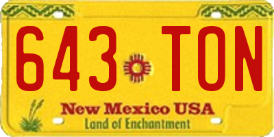 NM license plate 643TON