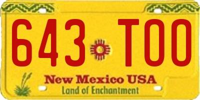 NM license plate 643TOO