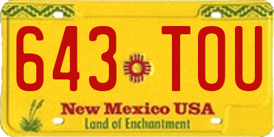 NM license plate 643TOU