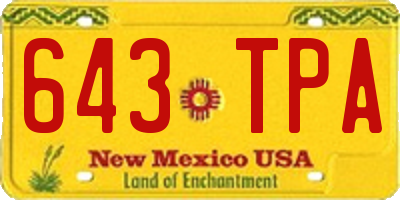 NM license plate 643TPA