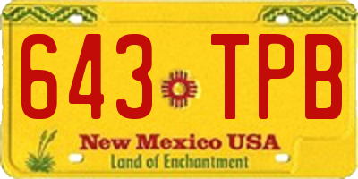 NM license plate 643TPB