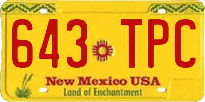 NM license plate 643TPC