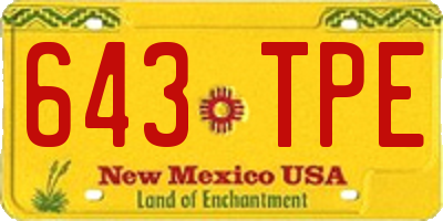 NM license plate 643TPE
