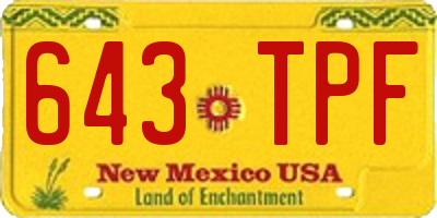 NM license plate 643TPF