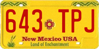 NM license plate 643TPJ