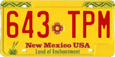 NM license plate 643TPM