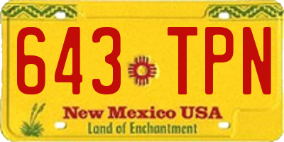 NM license plate 643TPN