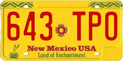 NM license plate 643TPO