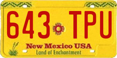 NM license plate 643TPU