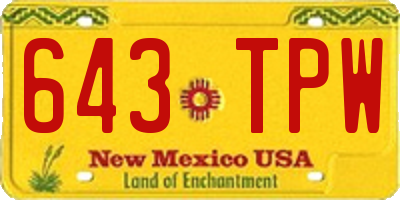 NM license plate 643TPW
