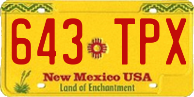 NM license plate 643TPX