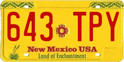NM license plate 643TPY