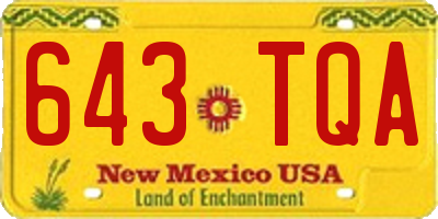NM license plate 643TQA
