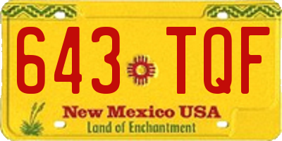 NM license plate 643TQF