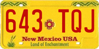 NM license plate 643TQJ
