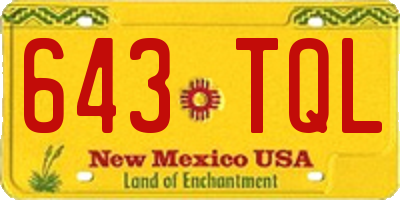 NM license plate 643TQL
