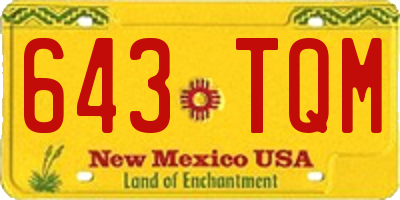 NM license plate 643TQM