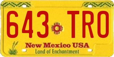 NM license plate 643TRO