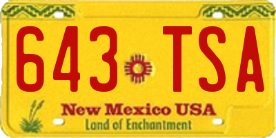 NM license plate 643TSA