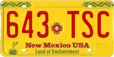 NM license plate 643TSC