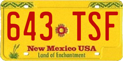 NM license plate 643TSF
