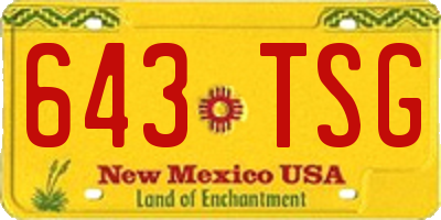 NM license plate 643TSG