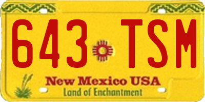 NM license plate 643TSM