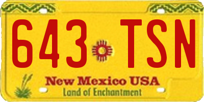 NM license plate 643TSN