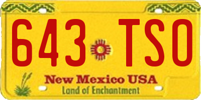 NM license plate 643TSO