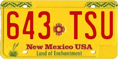 NM license plate 643TSU