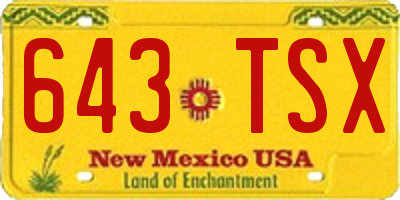 NM license plate 643TSX