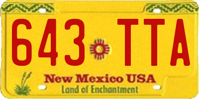 NM license plate 643TTA