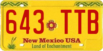 NM license plate 643TTB