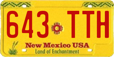 NM license plate 643TTH