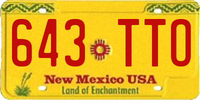 NM license plate 643TTO