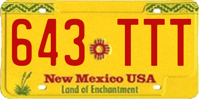 NM license plate 643TTT
