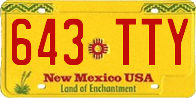 NM license plate 643TTY