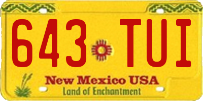 NM license plate 643TUI