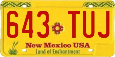 NM license plate 643TUJ
