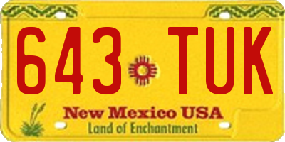 NM license plate 643TUK