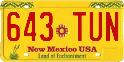 NM license plate 643TUN
