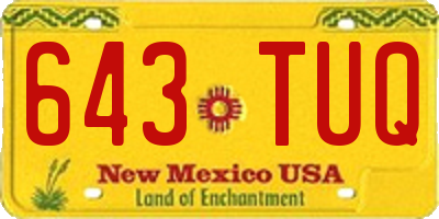 NM license plate 643TUQ