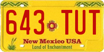 NM license plate 643TUT