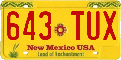 NM license plate 643TUX