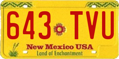 NM license plate 643TVU