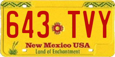 NM license plate 643TVY